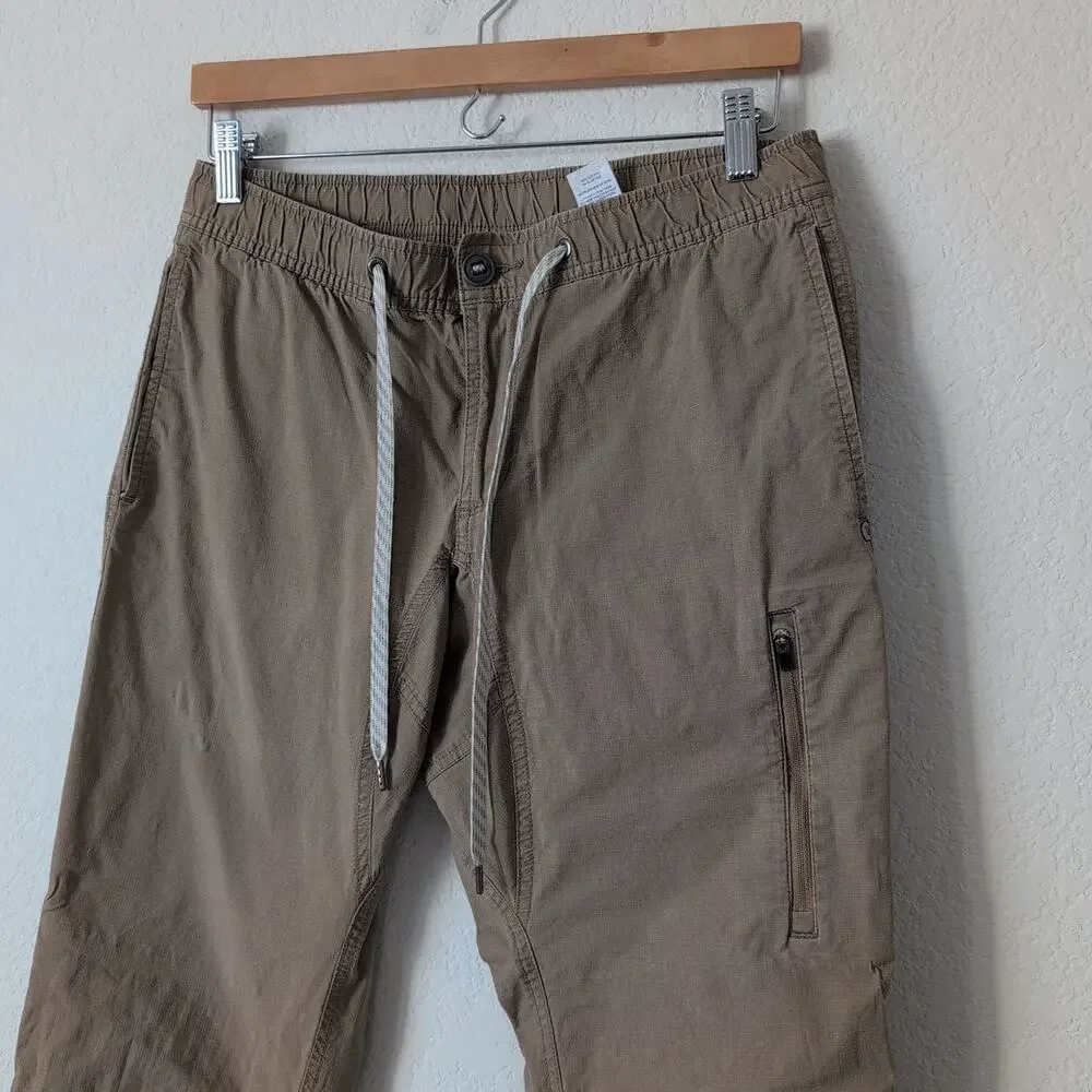 Vuori Mens Brown Khaki Ripstop Cotton Pants Small Medium Climbing Hiking Outdoor